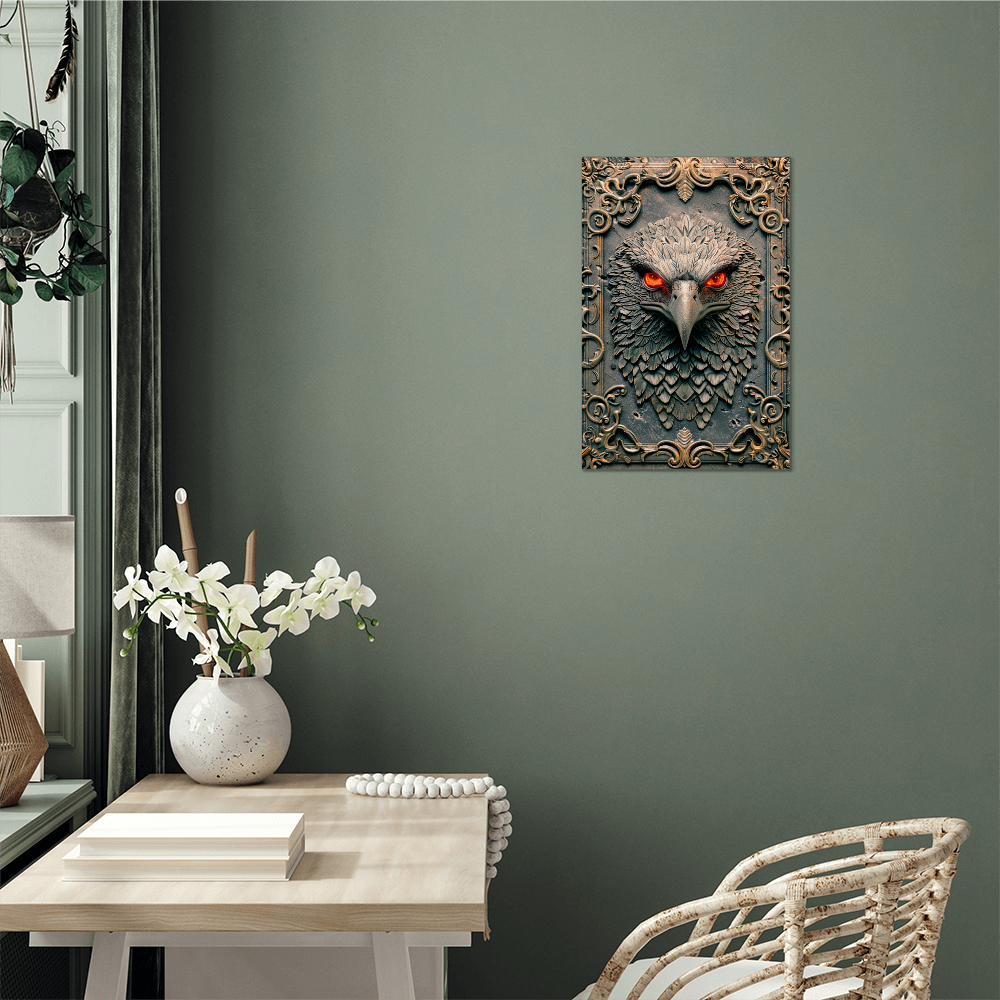 Pyrrhos | Falcon Metal Wall Art – High Gloss Print with Embossed-Style Detail (Not 3D)