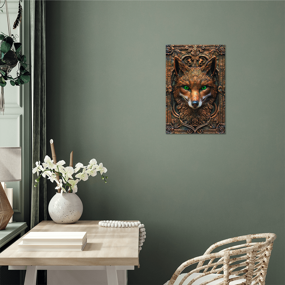 Sylvara | Fox Metal Wall Art – High Gloss Print with Embossed-Style Detail (Not 3D)