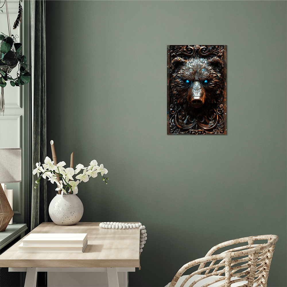 Bravorn | Bear Metal Wall Art – High Gloss Print with Embossed-Style Detail (Not 3D)