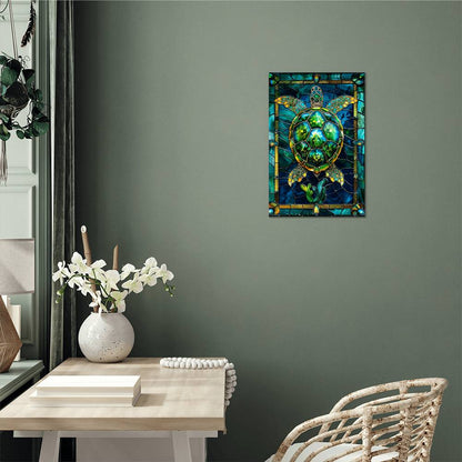 Sea Turtle – Stained Glass Style Metal Wall Art