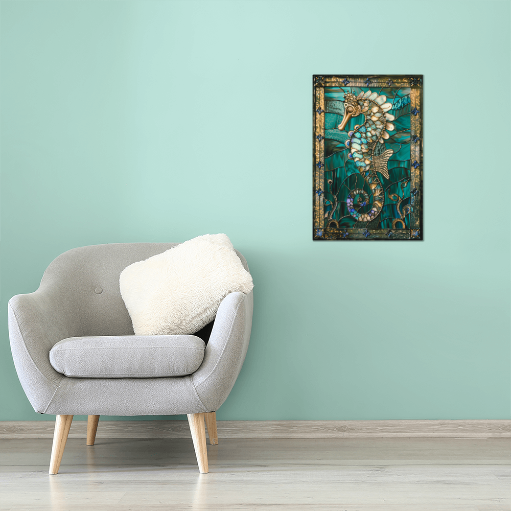 Seahorse – Stained Glass Style Metal Wall Art
