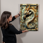 Ashbane | Dragon Metal Wall Art – High Gloss Print with Gothic Frame Detail (Not 3D Embossed)