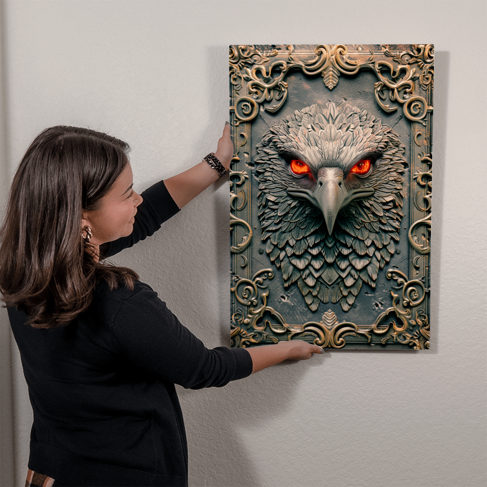 Pyrrhos | Falcon Metal Wall Art – High Gloss Print with Embossed-Style Detail (Not 3D)