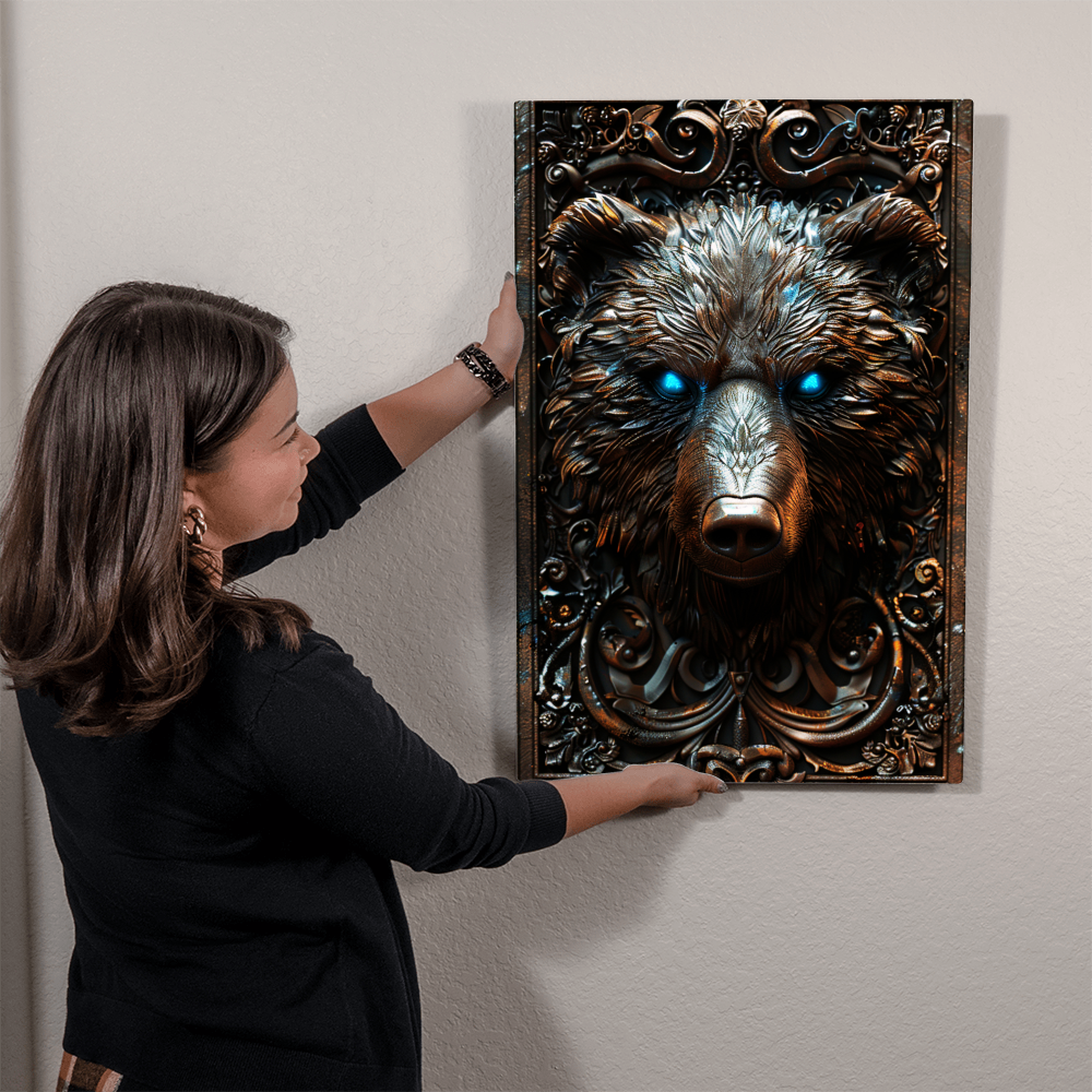 Bravorn | Bear Metal Wall Art – High Gloss Print with Embossed-Style Detail (Not 3D)