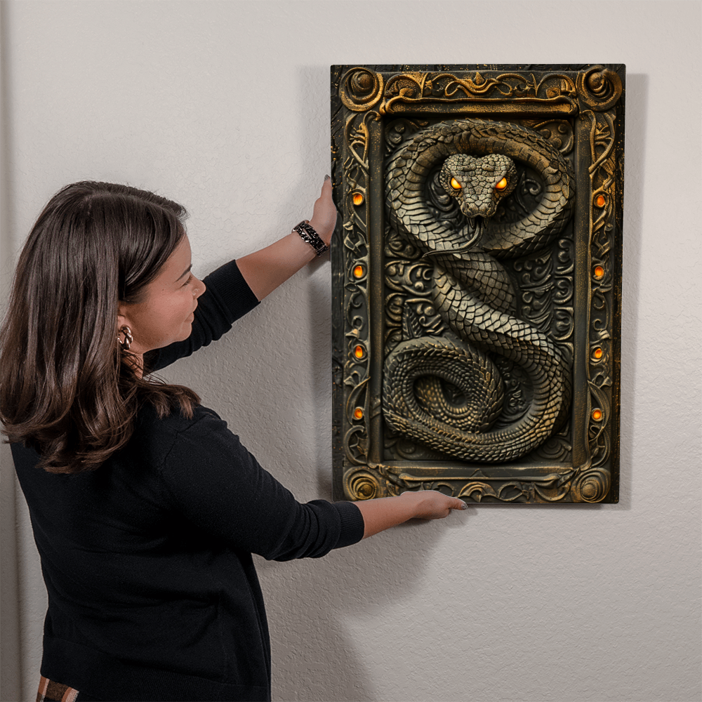 Virexis | Serpent Metal Wall Art – High Gloss Print with Embossed-Style Detail (Not 3D)