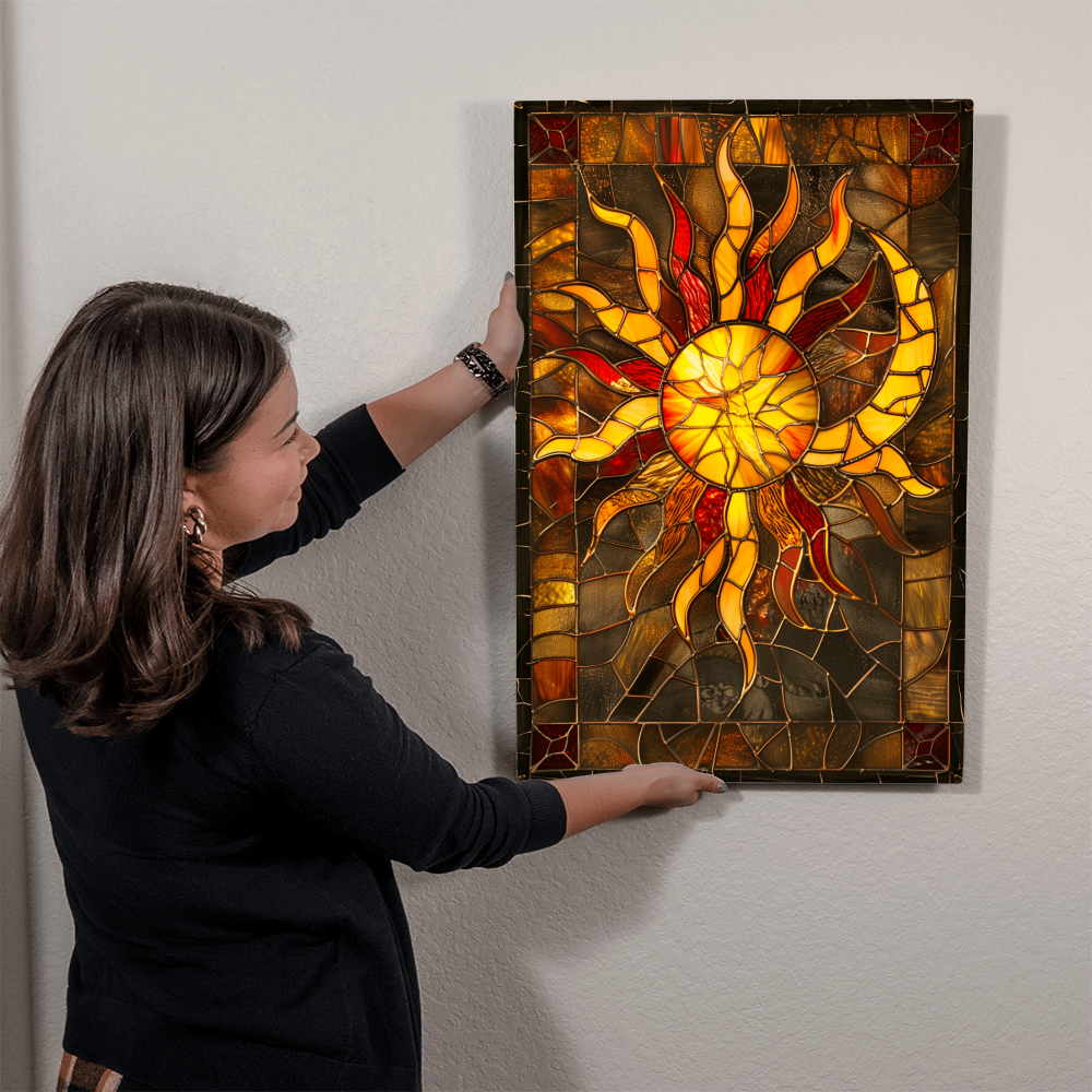 Sun & Moon – Stained Glass Style Metal Wall Art
