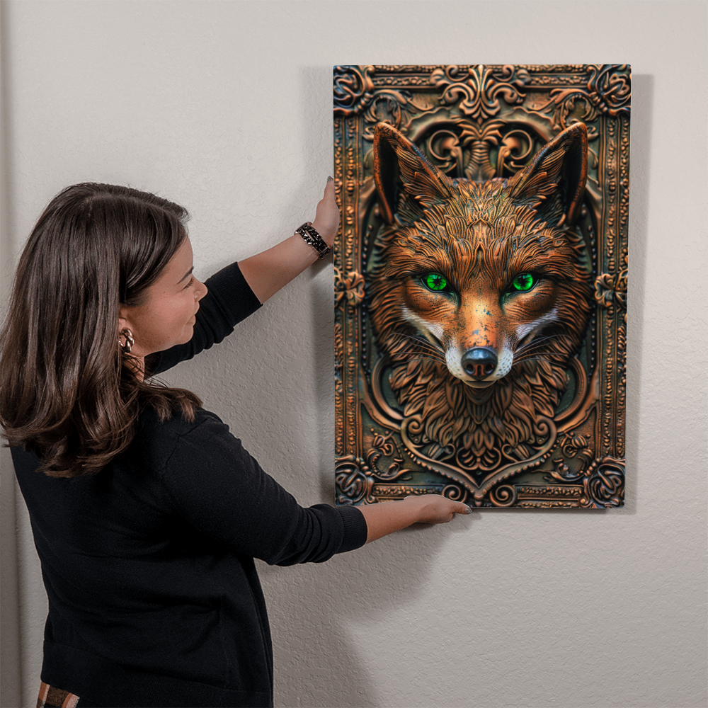 Sylvara | Fox Metal Wall Art – High Gloss Print with Embossed-Style Detail (Not 3D)