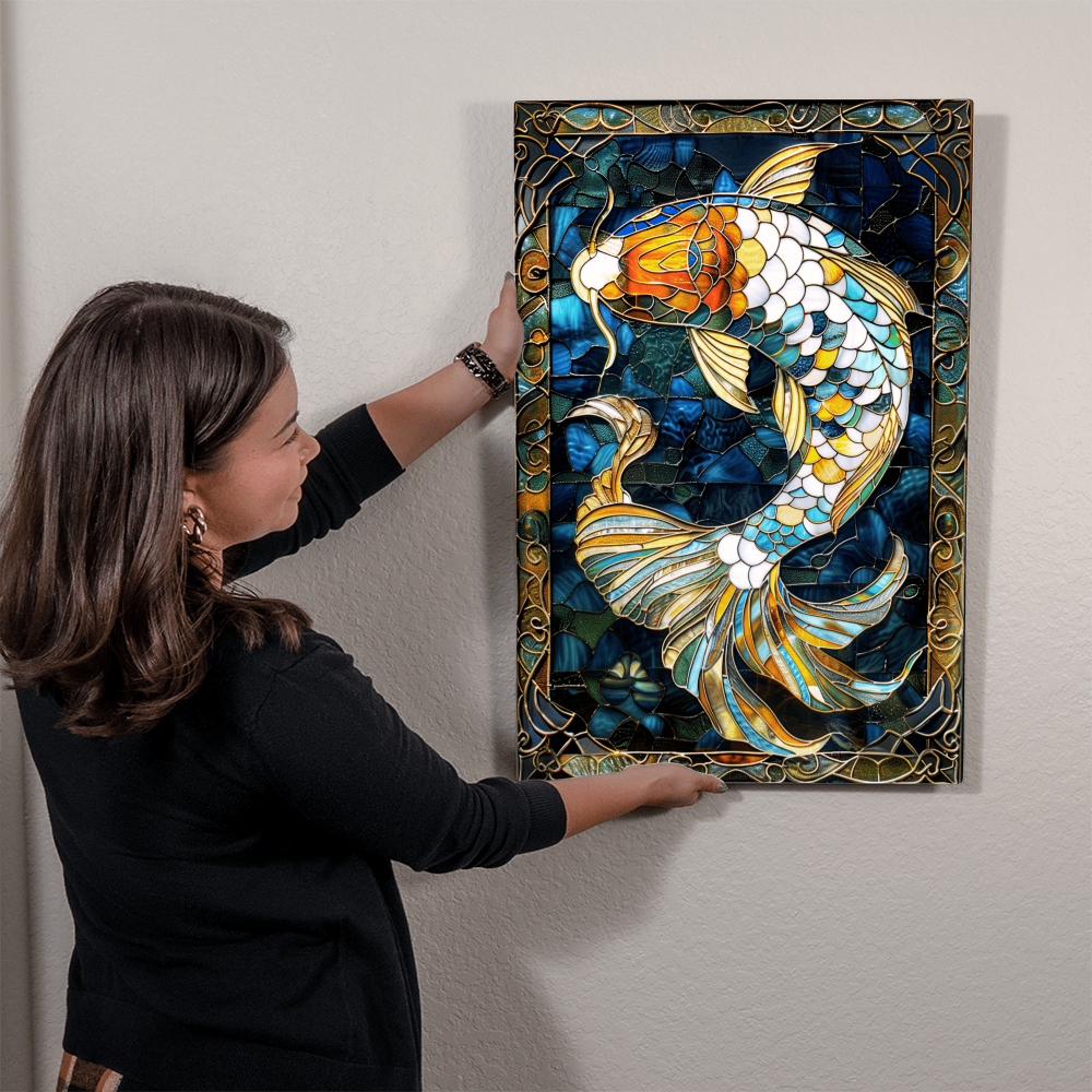 Koi Fish – Stained Glass Style Metal Wall Art
