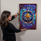 Celestial Compass – Stained Glass Style Metal Wall Art