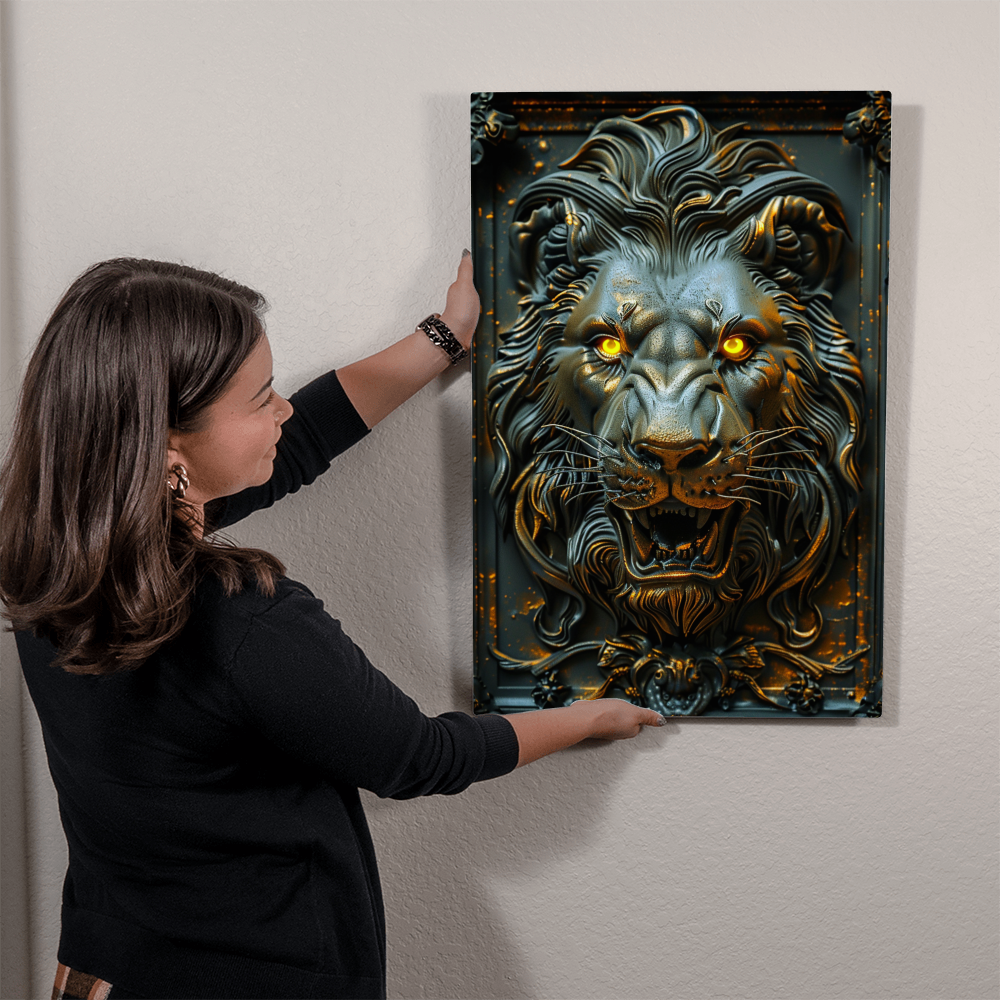Thalor | Lion Metal Wall Art – High Gloss Print with Embossed-Style Detail (Not 3D)