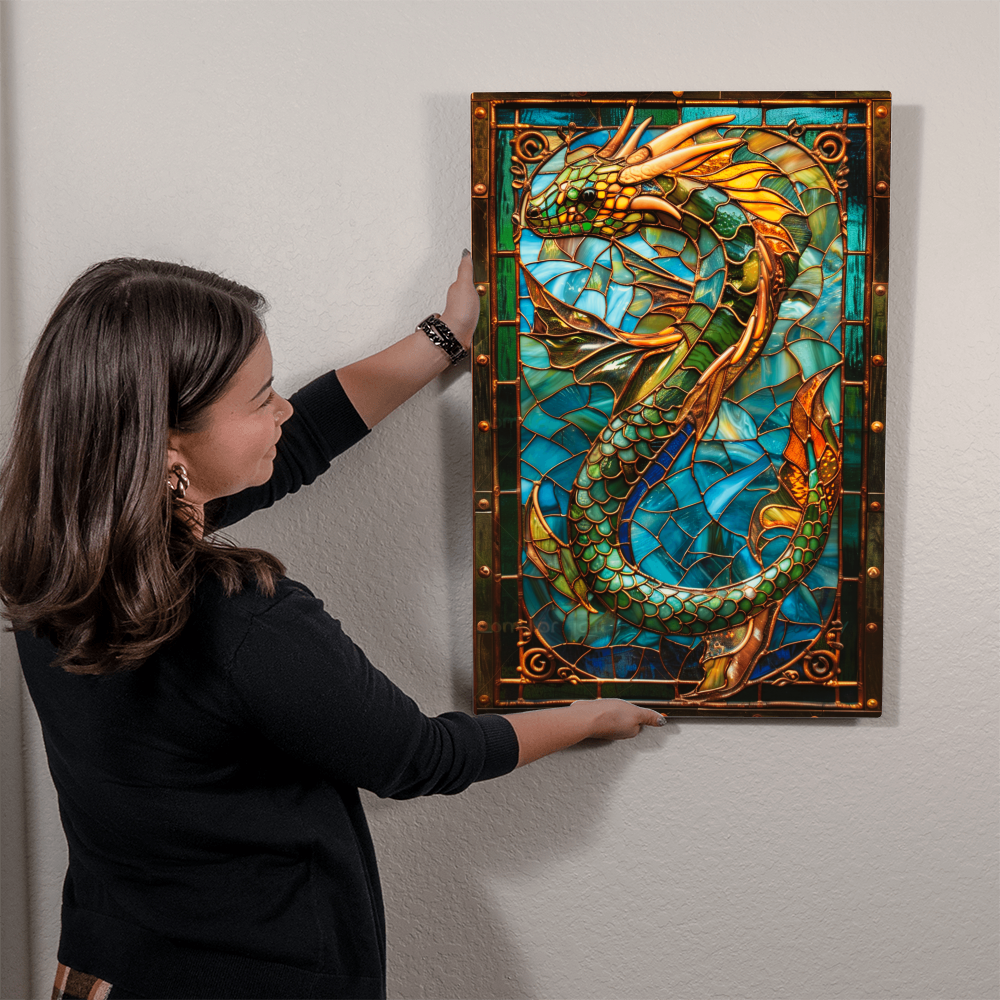 Sea Serpent – Stained Glass Style Metal Wall Art