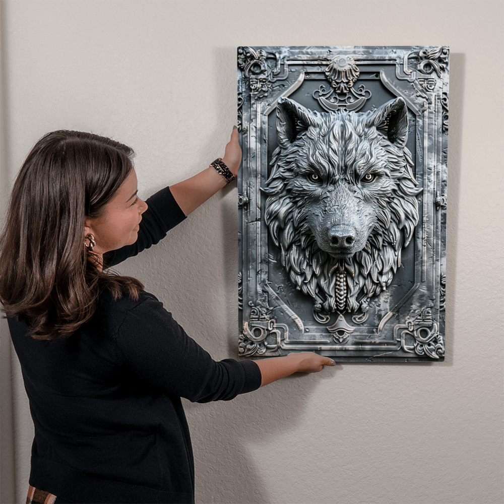 Vorenth | Wolf Metal Wall Art – High Gloss Print with Embossed-Style Detail (Not 3D)
