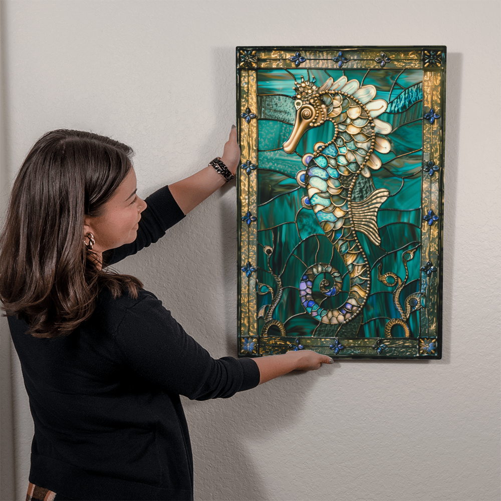 Seahorse – Stained Glass Style Metal Wall Art