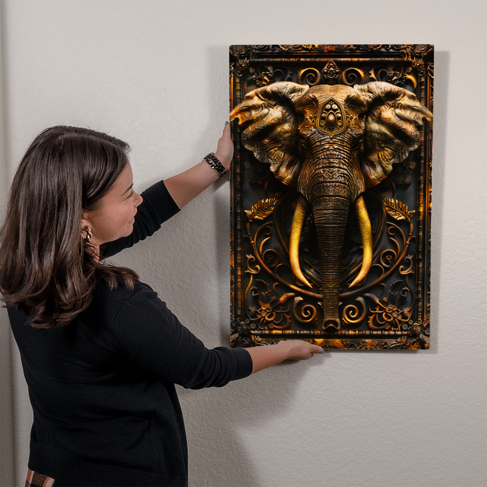 Aurembra | Elephant Metal Wall Art – High Gloss Print with Embossed-Style Detail (Not 3D)