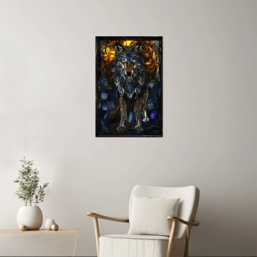 Wolf – Stained Glass Style Metal Wall Art