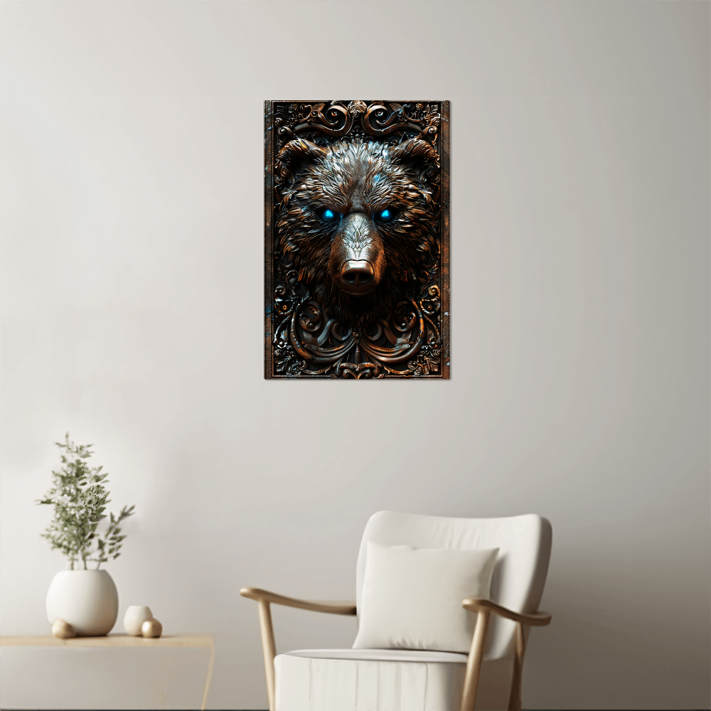 Bravorn | Bear Metal Wall Art – High Gloss Print with Embossed-Style Detail (Not 3D)