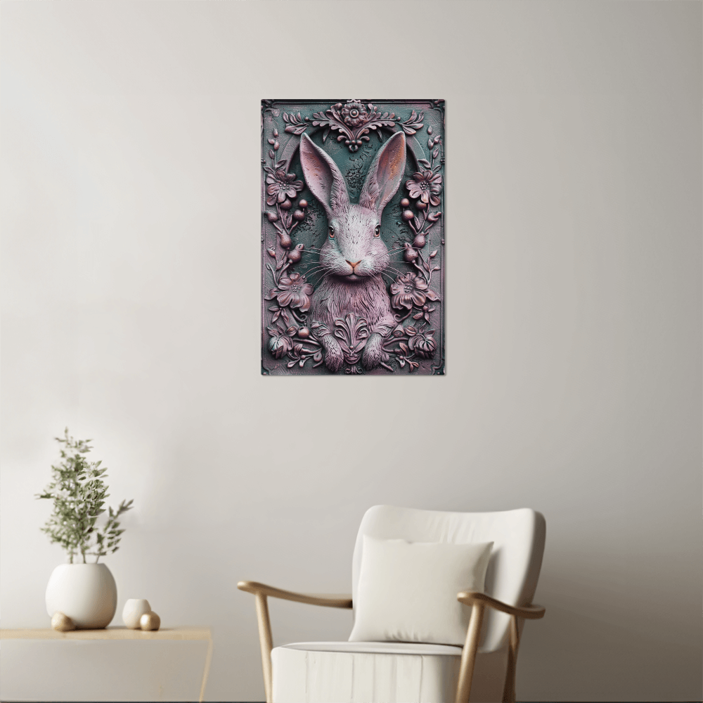 Thistelle | Rabbit Metal Wall Art – High Gloss Print with Embossed-Style Detail (Not 3D)