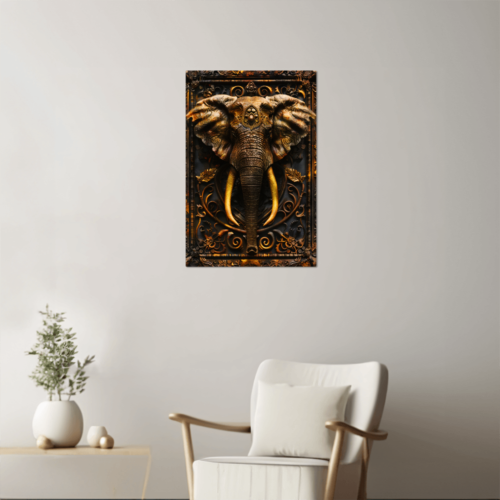 Aurembra | Elephant Metal Wall Art – High Gloss Print with Embossed-Style Detail (Not 3D)