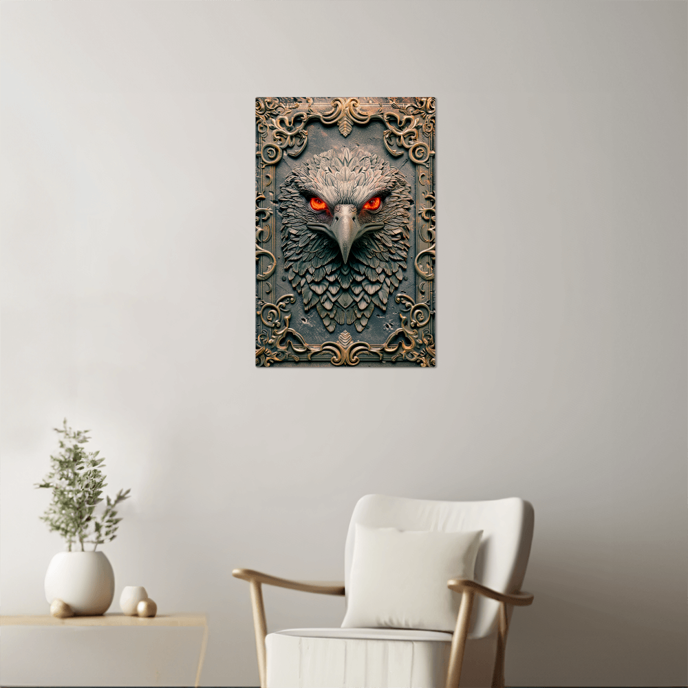 Pyrrhos | Falcon Metal Wall Art – High Gloss Print with Embossed-Style Detail (Not 3D)