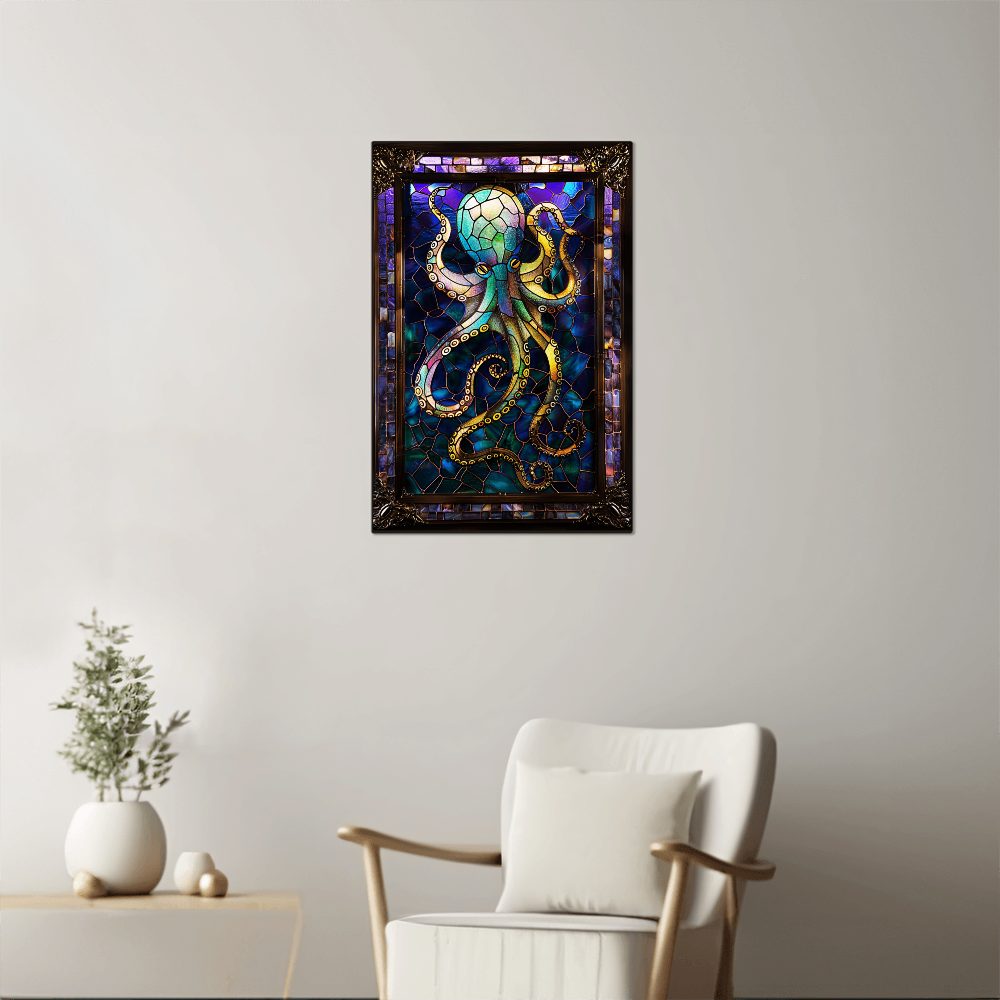 Octopus – Stained Glass Style Metal Wall Art