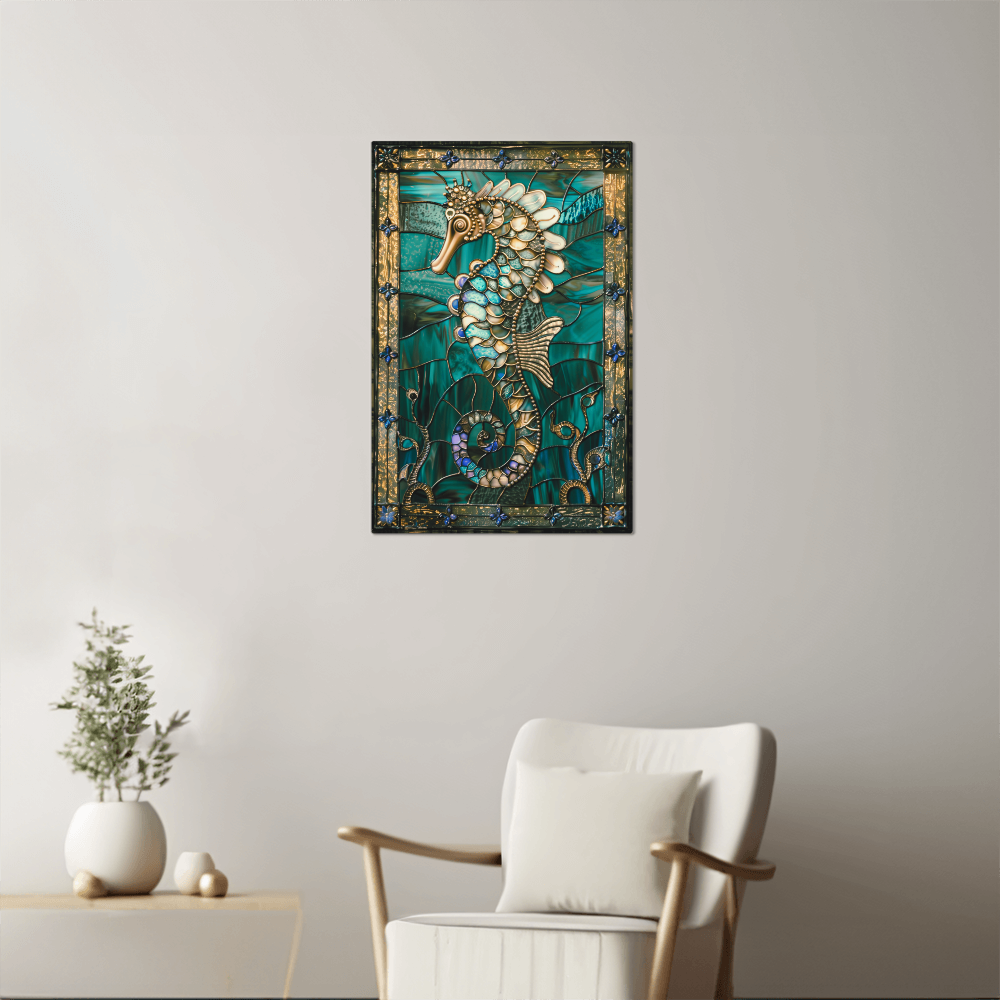Seahorse – Stained Glass Style Metal Wall Art