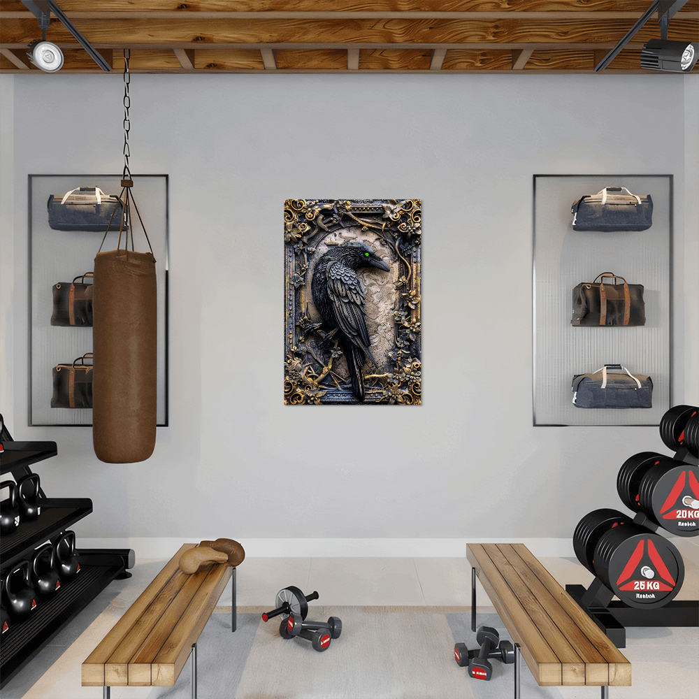 Corvex | Raven Metal Wall Art – High Gloss Print with Embossed-Style Detail (Not 3D)