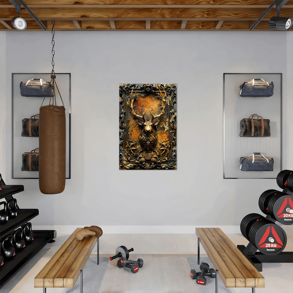 Caelthorn | Stag Metal Wall Art – High Gloss Print with Embossed-Style Detail (Not 3D)
