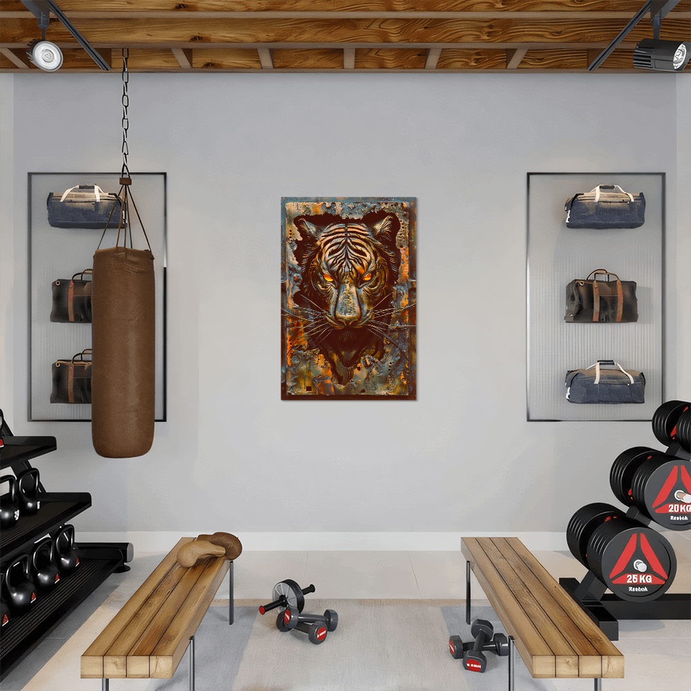 Rhaegor | Tiger Metal Wall Art – High Gloss Print with Embossed-Style Detail (Not 3D)
