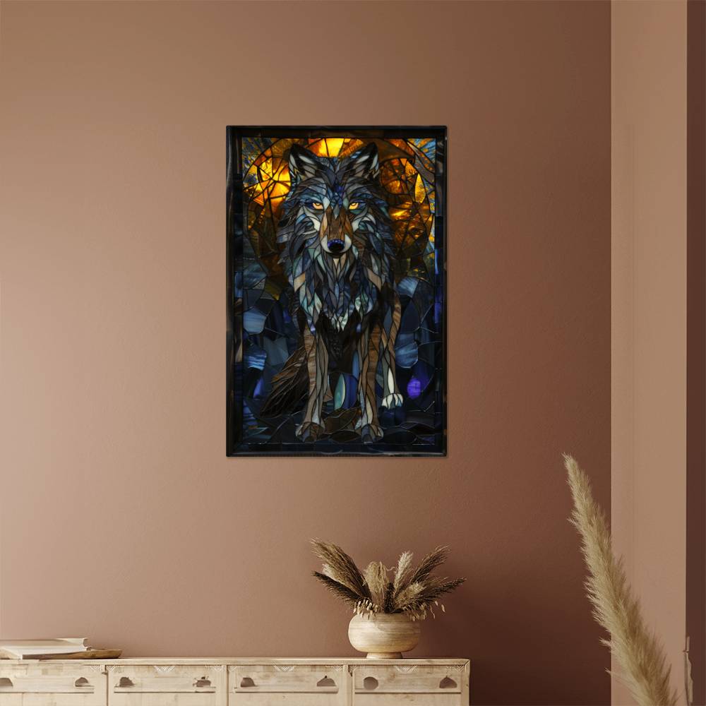 Wolf – Stained Glass Style Metal Wall Art