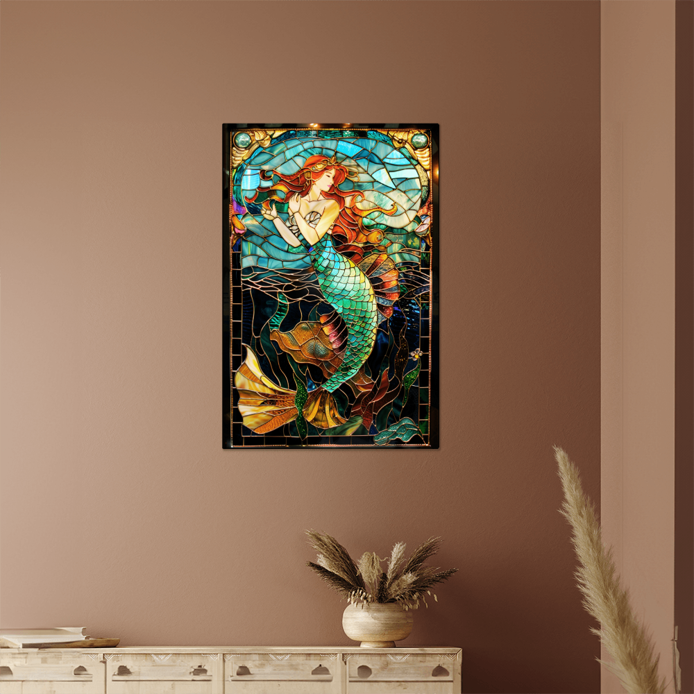 Mermaid – Stained Glass Style Metal Wall Art