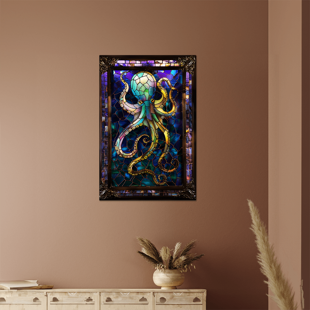 Octopus – Stained Glass Style Metal Wall Art