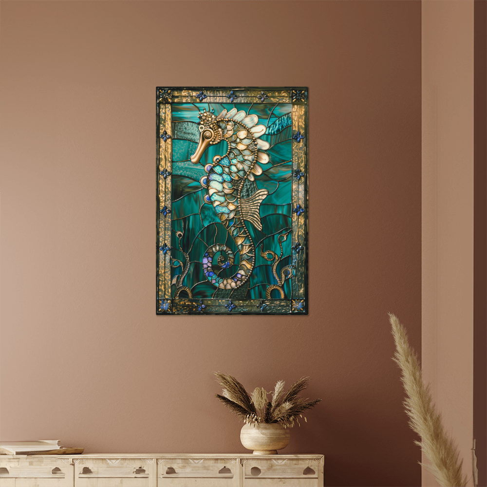 Seahorse – Stained Glass Style Metal Wall Art