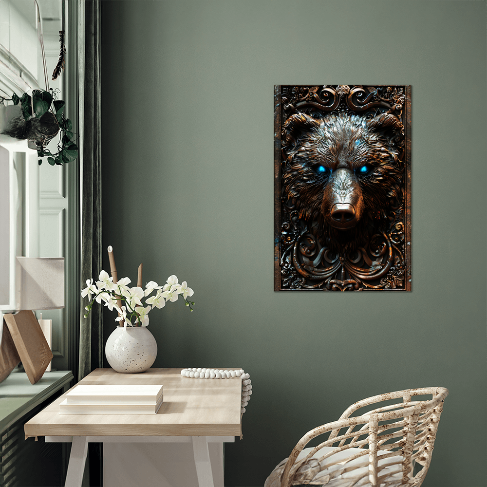 Bravorn | Bear Metal Wall Art – High Gloss Print with Embossed-Style Detail (Not 3D)