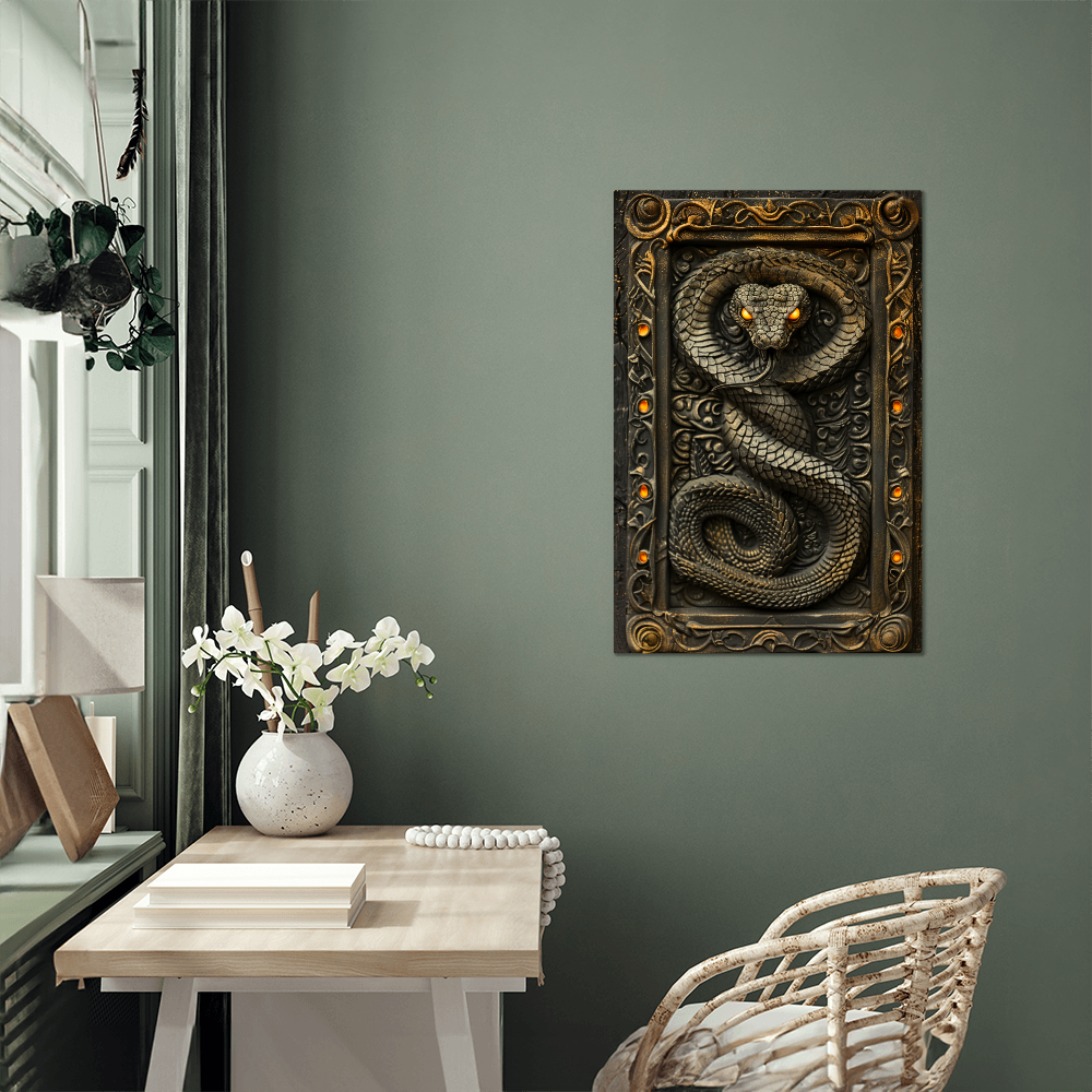 Virexis | Serpent Metal Wall Art – High Gloss Print with Embossed-Style Detail (Not 3D)