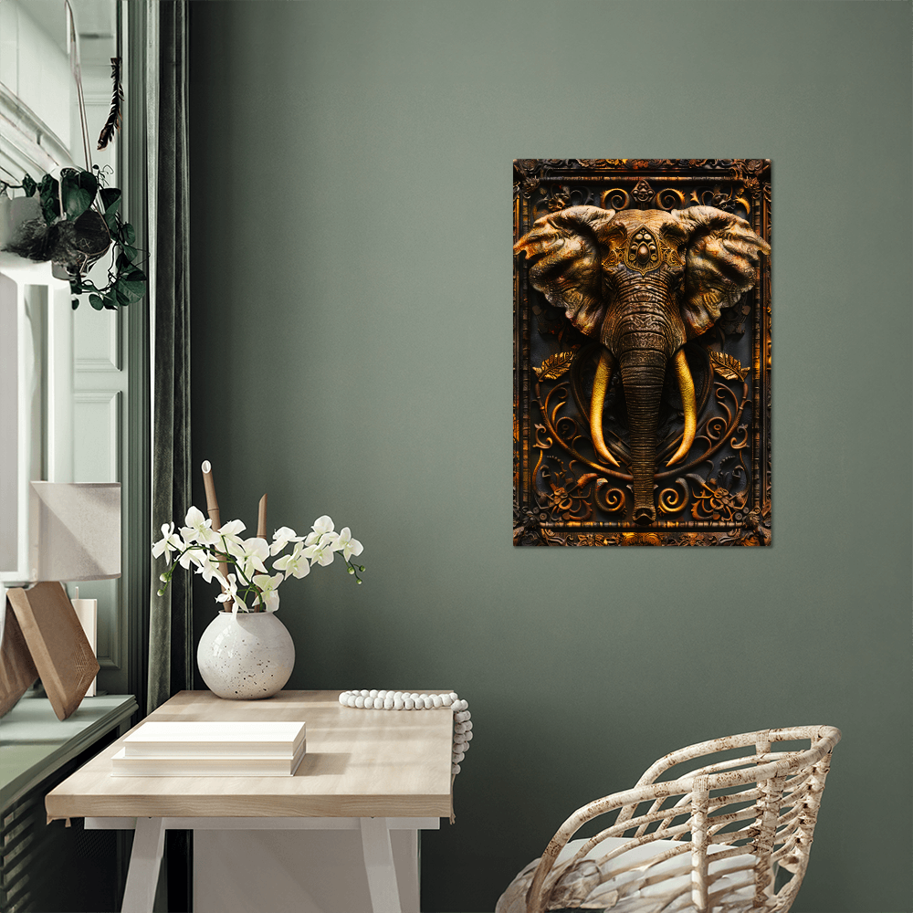 Aurembra | Elephant Metal Wall Art – High Gloss Print with Embossed-Style Detail (Not 3D)