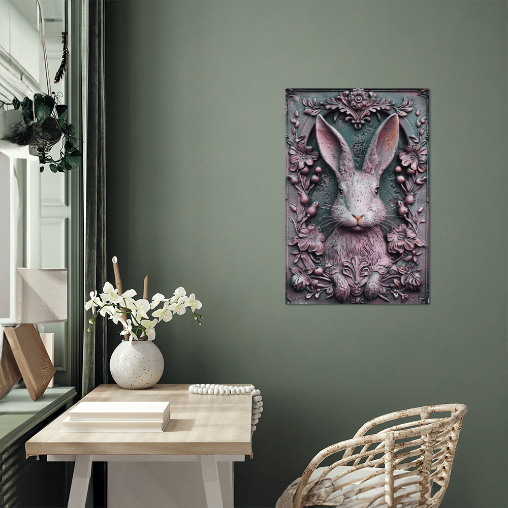 Thistelle | Rabbit Metal Wall Art – High Gloss Print with Embossed-Style Detail (Not 3D)