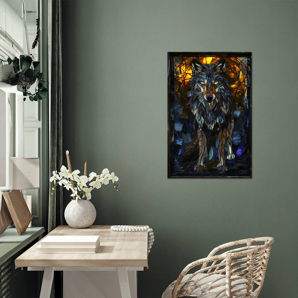 Wolf – Stained Glass Style Metal Wall Art