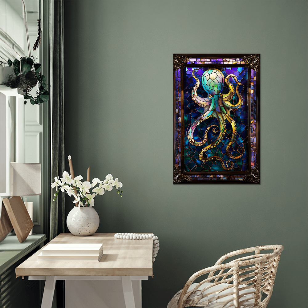 Octopus – Stained Glass Style Metal Wall Art