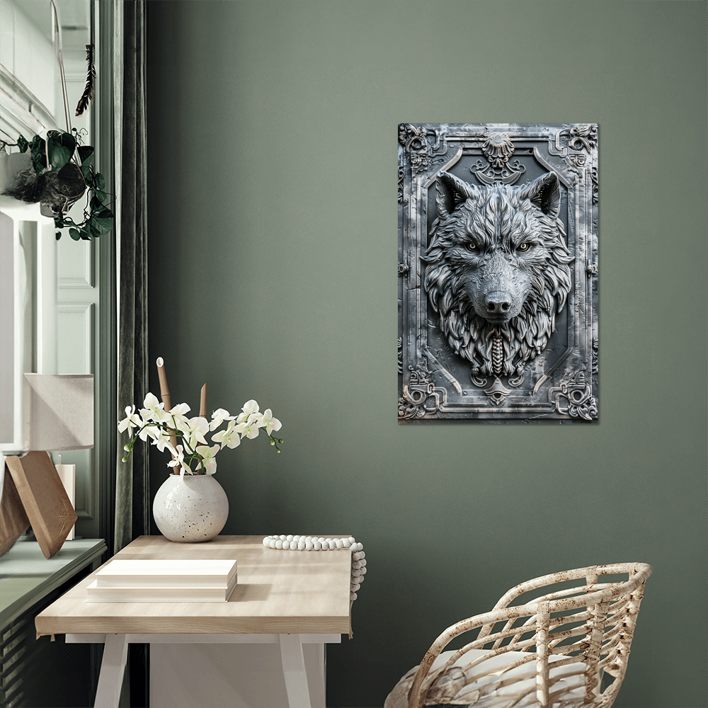 Vorenth | Wolf Metal Wall Art – High Gloss Print with Embossed-Style Detail (Not 3D)