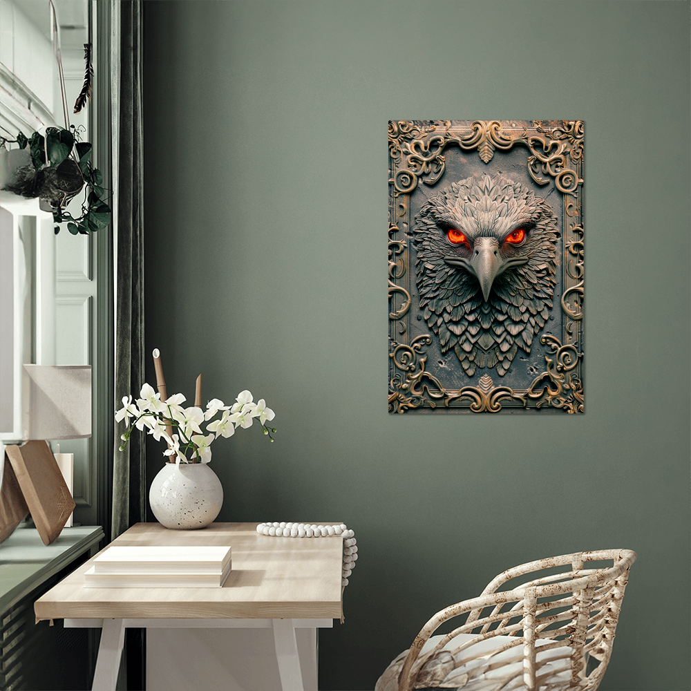 Pyrrhos | Falcon Metal Wall Art – High Gloss Print with Embossed-Style Detail (Not 3D)