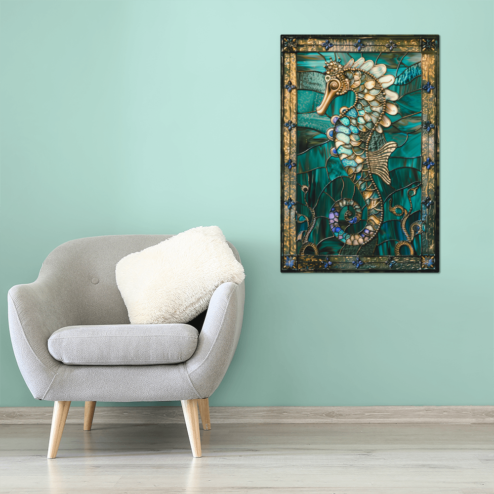 Seahorse – Stained Glass Style Metal Wall Art