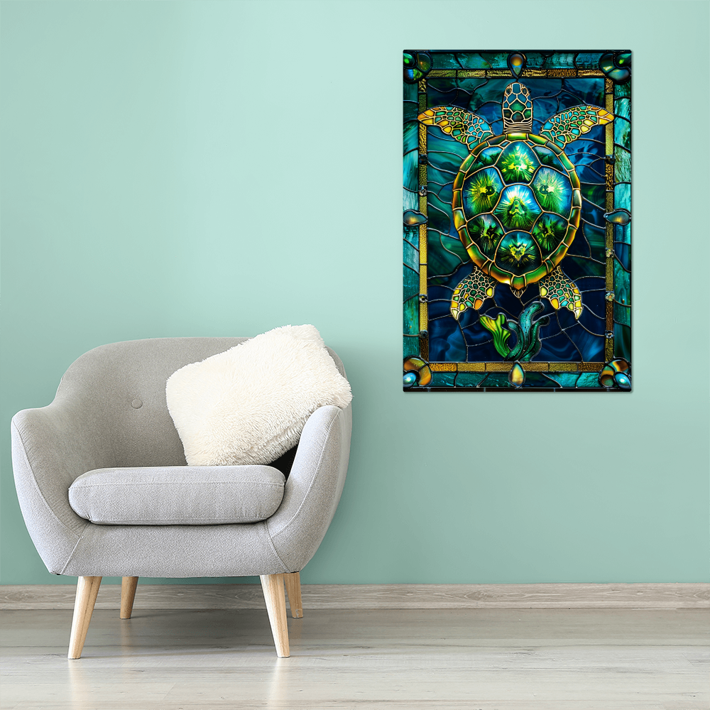 Sea Turtle – Stained Glass Style Metal Wall Art