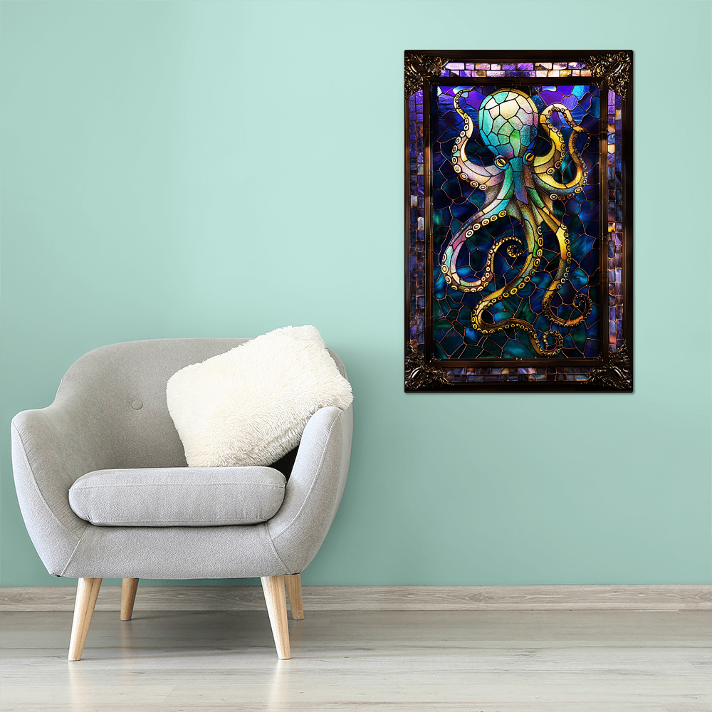 Octopus – Stained Glass Style Metal Wall Art