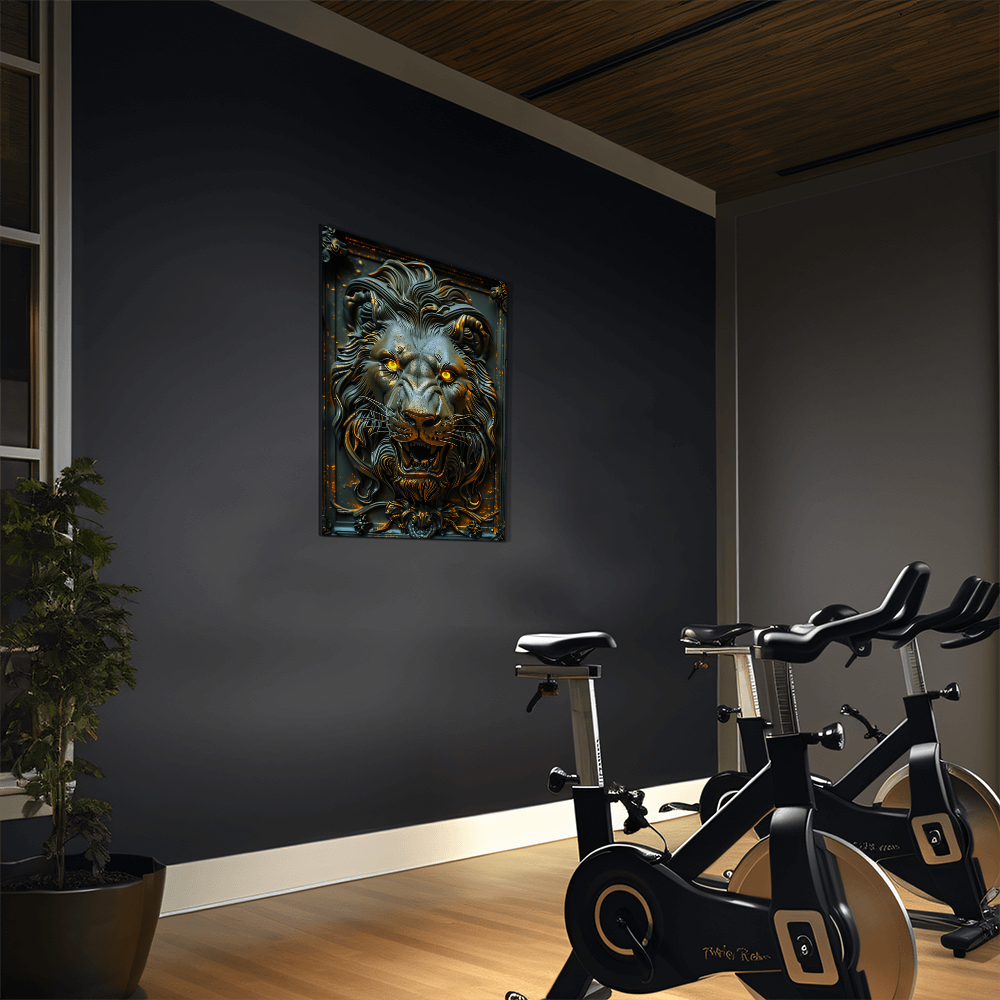 Thalor | Lion Metal Wall Art – High Gloss Print with Embossed-Style Detail (Not 3D)