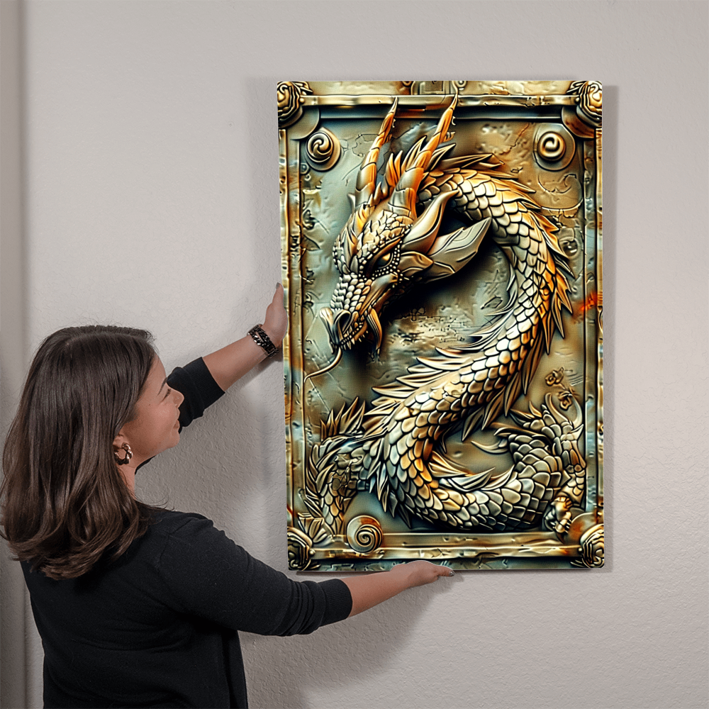 Ashbane | Dragon Metal Wall Art – High Gloss Print with Gothic Frame Detail (Not 3D Embossed)