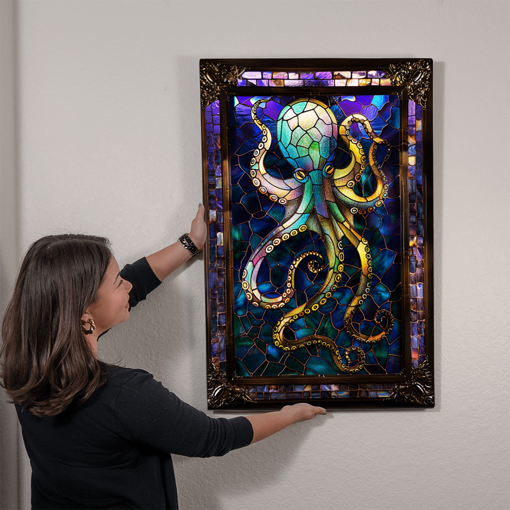 Octopus – Stained Glass Style Metal Wall Art