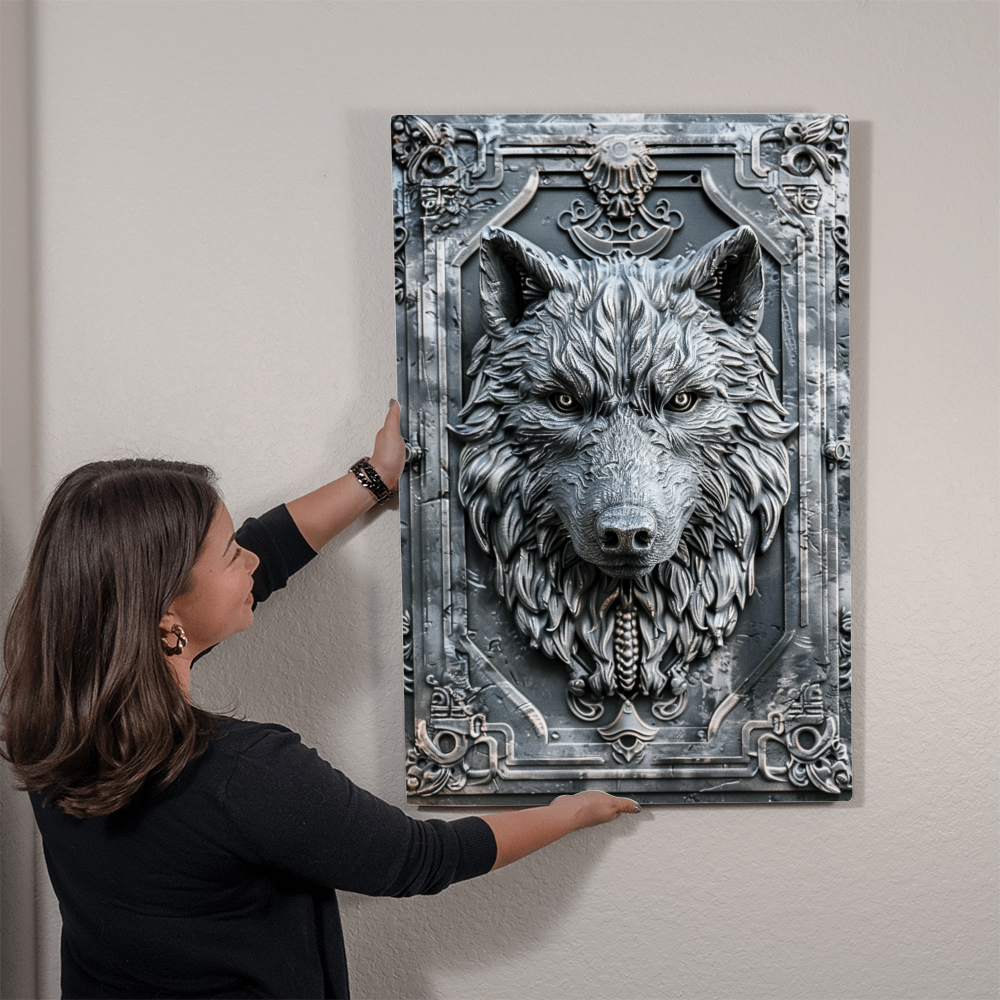 Vorenth | Wolf Metal Wall Art – High Gloss Print with Embossed-Style Detail (Not 3D)