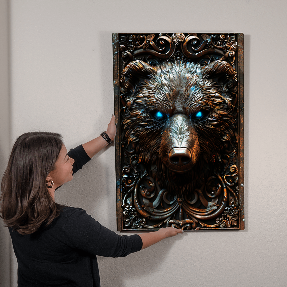 Bravorn | Bear Metal Wall Art – High Gloss Print with Embossed-Style Detail (Not 3D)