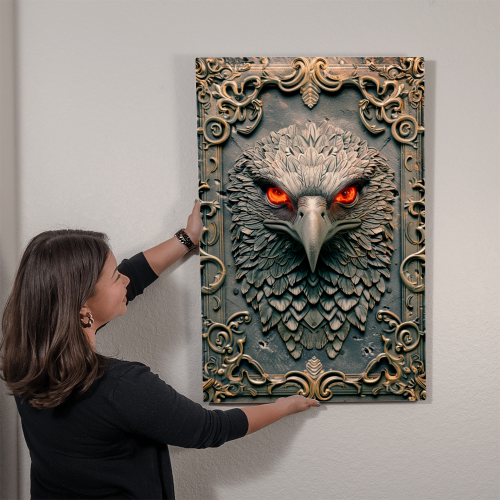 Pyrrhos | Falcon Metal Wall Art – High Gloss Print with Embossed-Style Detail (Not 3D)