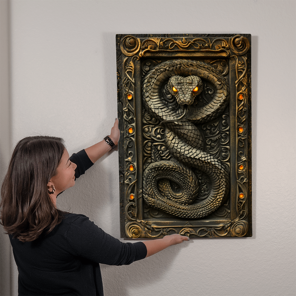 Virexis | Serpent Metal Wall Art – High Gloss Print with Embossed-Style Detail (Not 3D)